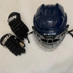 Kids Hockey Helmet and Hockey Gloves